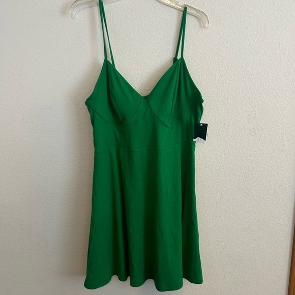 NWT XL spaghetti strap, green, mini dress ribbed - Picture 1 of 7